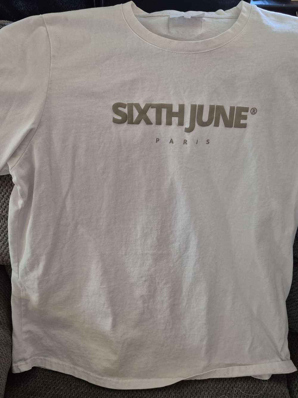 Sixth June White Cotton Men's T-Shirt 2XL Crew Neck Short Sleeve Logo